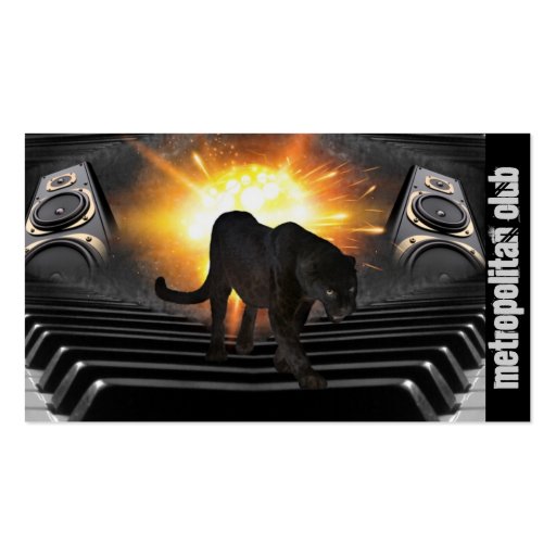 Modern  Black panther flames DJ night club disco Business Card (front side)