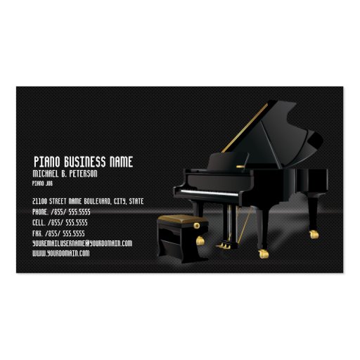 Modern Black Piano Business Plain Card* Business Cards (front side)