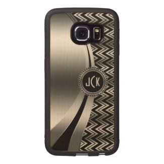 Modern Black & Silver Geometric Zigzag Chevron Wood Phone Case
