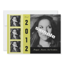 Modern Black & Spring Green Grad Invitation