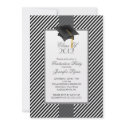 Modern Black Stripe Graduation Party Invitation invitation