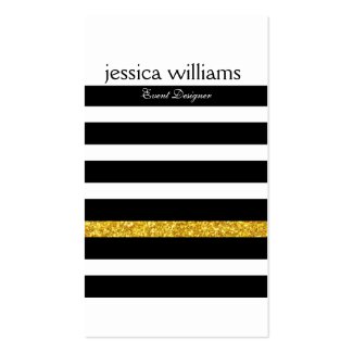Modern Black Stripes Gold Glitter White background Double-Sided Standard Business Cards (Pack Of 100)