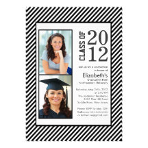 Modern Black Stripes Photo Graduation invitation