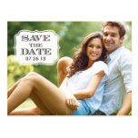 Modern Black Swirl Label Save the Date Photo Card Postcards