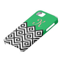 Modern Black White and Green Chevron Pattern iPhone 5 Cover