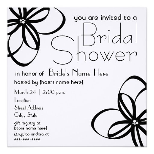 Modern Black & White Bridal Shower Invite (front side)