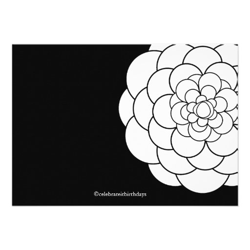 Modern Black white Dahlia Bloom Birthday Party Invitation