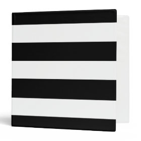Modern Black White Stripes Pattern 3 Ring Binder