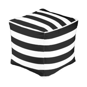 Modern Black White Stripes Pattern Cube Pouf