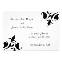 Modern Black & White Vine Save the Date Cards Personalized Invites