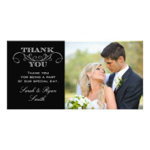 Modern Black & White Wedding Photo Thank You Cards Photo Greeting Card