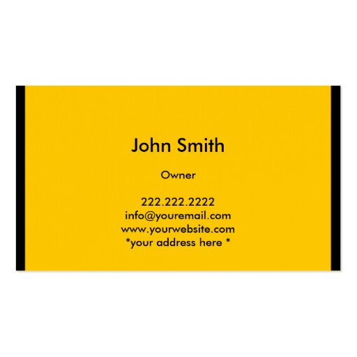 Modern Black & Yellow Minimalism Business Card (back side)