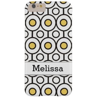 Modern Black Yellow Polka Dots Pattern Custom Name