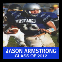 Modern Block Text & Photo Grad Announcement Blue invitations