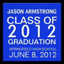 Modern Block Text & Photo Grad Announcement Blue invitations
