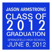 Modern Block Text & Photo Grad Announcement Blue