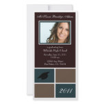 Modern Blocks Graduation Announcement (brown) Custom Photo Card