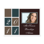 Modern Blocks Graduation Announcement (brown) Postcard