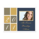 Modern Blocks Graduation Announcement (gold) Post Card