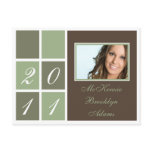 Modern Blocks Graduation Announcement (green) Postcard