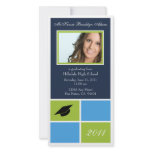 Modern Blocks Graduation Announcement (lime) Custom Photo Card