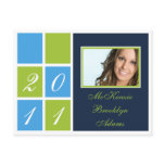Modern Blocks Graduation Announcement (lime) Post Cards
