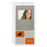 Modern Blocks Graduation Announcement (orange) Photo Greeting Card