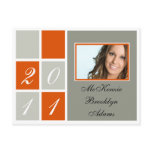 Modern Blocks Graduation Announcement (orange) Post Cards