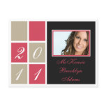 Modern Blocks Graduation Announcement (pink) Post Card