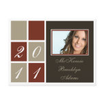 Modern Blocks Graduation Announcement (rust) Postcard