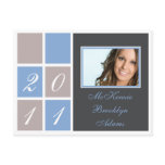 Modern Blocks Graduation Announcement (sky) Postcard