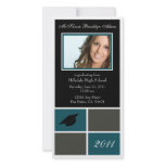 Modern Blocks Graduation Announcement (teal) Custom Photo Card