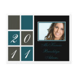 Modern Blocks Graduation Announcement (teal) Post Cards