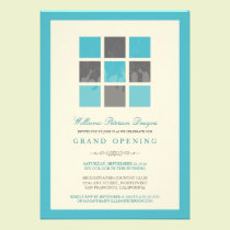 Modern Blocks Grand Opening Invitation (aqua) invitations