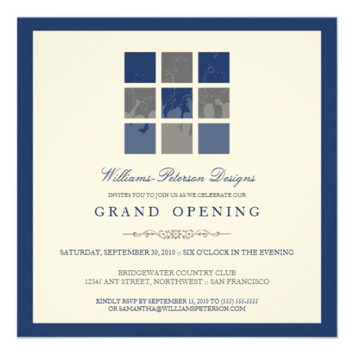 Modern Blocks Grand Opening Invitation (blue)