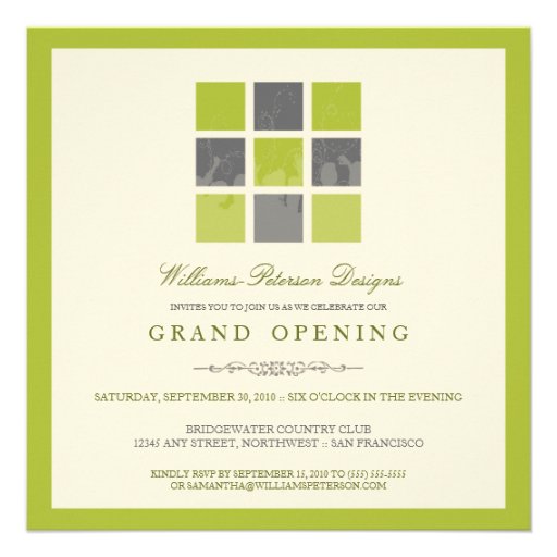 Modern Blocks Grand Opening Invitation (lime)