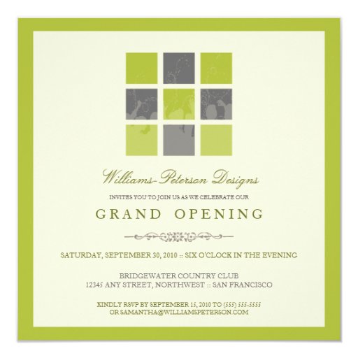 Modern Blocks Grand Opening Invitation (lime) | Zazzle