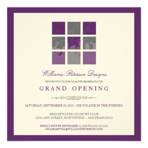 Modern Blocks Grand Opening Invitation (purple)