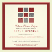 Modern Blocks Grand Opening Invitation (red) invitations