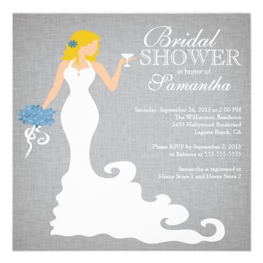 Modern Blonde Bride Wine Bridal Shower Invitations