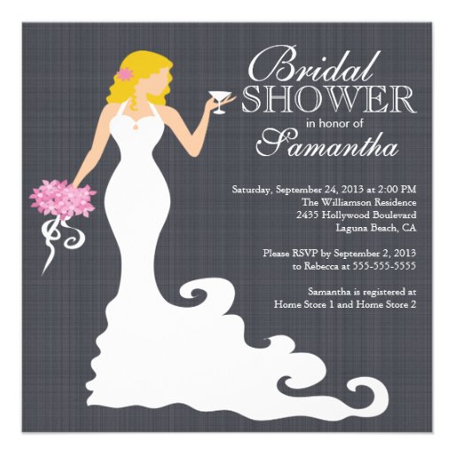 Modern Blonde Bride Wine Bridal Shower Invitations