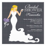 Modern Blonde Bride Wine Bridal Shower Invitations invitations