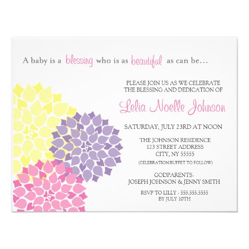 Modern Bloom Baby Dedication Blessing Invitation (front side)