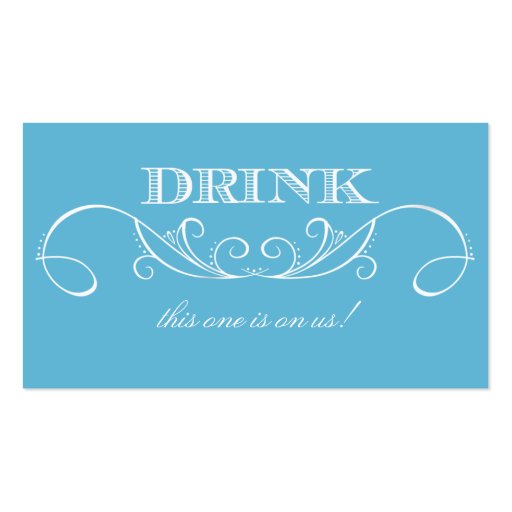Modern Blue and White Swirl Wedding Drink Ticket Business Card (front side)
