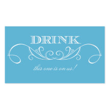Modern Blue and White Swirl Wedding Drink Ticket Business Card