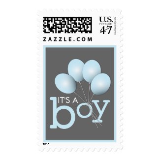 Modern Blue Balloon Boy Baby Shower Postage