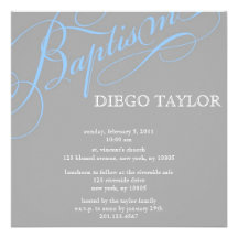 Modern Blue Baptism Invitation