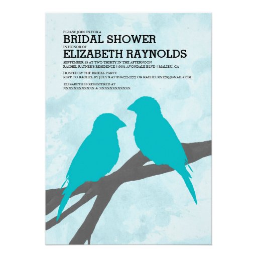 Modern Blue Bird Bridal Shower Invitations