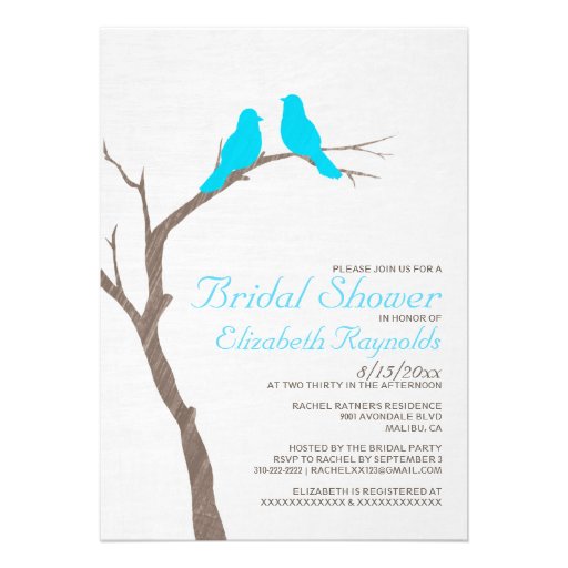 Modern Blue Birds Bridal Shower Invitations