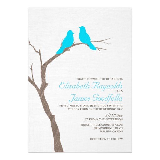 Modern Blue Birds Wedding Invitations